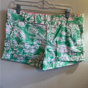 Lilly Pulitzer Floral Green and Pink Women's Barclay Shorts Size 10